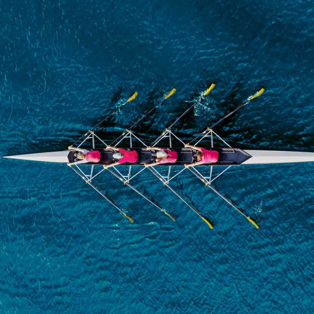 Birdseye view of rowing team
